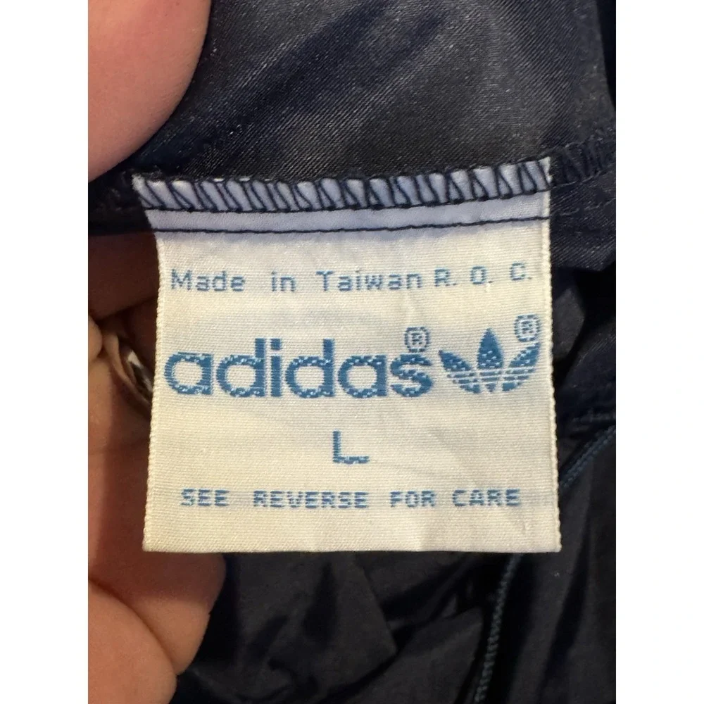 Vtg 90's Adidas Trefoil Windbreaker Pants Mens LG Track Ankle Zips Joggers Navy